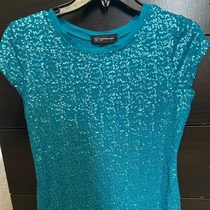 INC International Concepts Party or evening occasions top Blue Metallic Size S